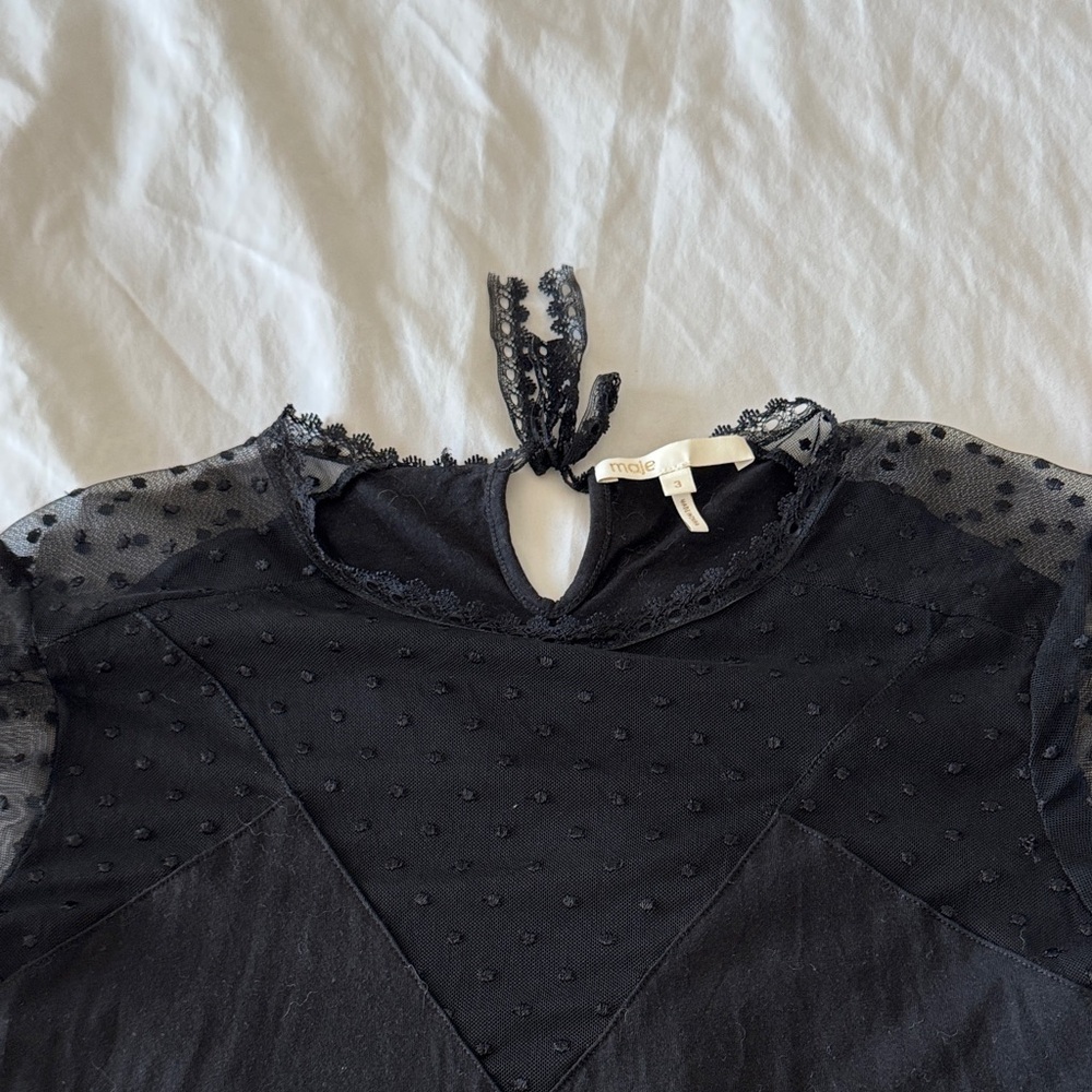 Maje black lace and cotton top